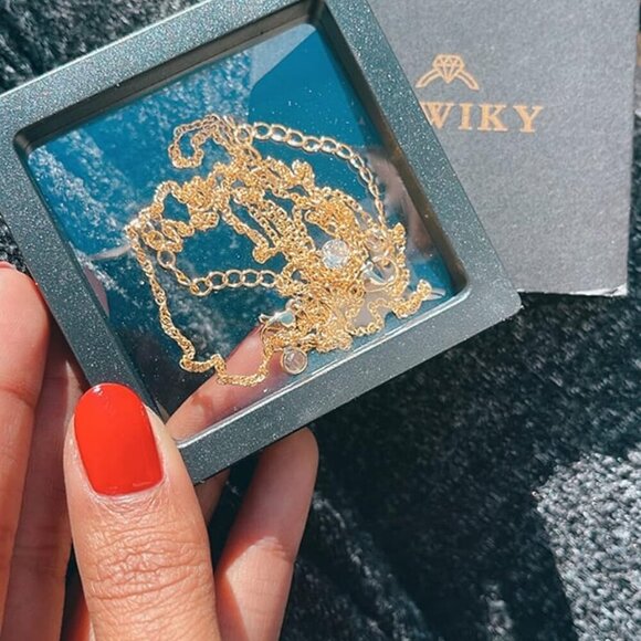 Women Dainty Gold Necklace 14k Gold Plated Long Lariat Necklace Gifts For Girls - Picture 3 of 12